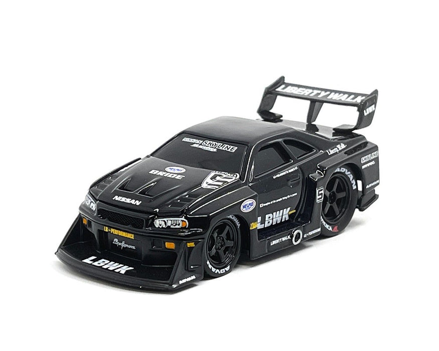 LBWK 1999 Nissan Skyline GT-R R34 - Black - Liberty Walk - Mijo Exclusives - Maisto - Muscle Machines 1/64 - 15566 BK
