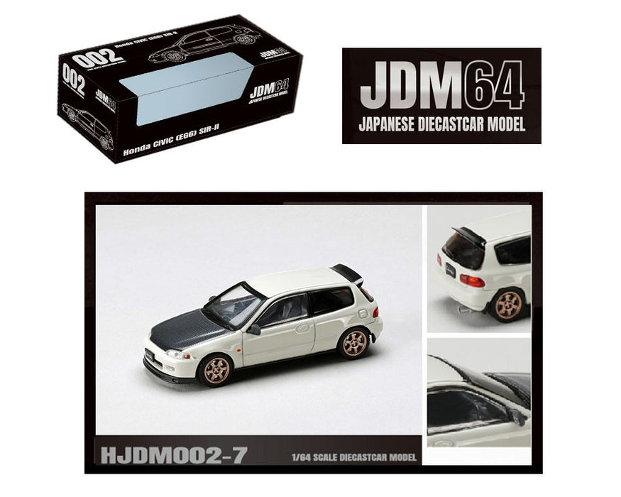 Honda Civic (EG6) SIR-II JDM Style - Frost White with Carbon Hood - Hobby Japan - 1:64 - HJDM002-7 Passion Diecast