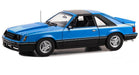 1981 Ford Mustang Cobra T-Top - Medium Blue with Light Blue Cobra Hood Graphics and Stripe - Greenlight 1/18 - 13679