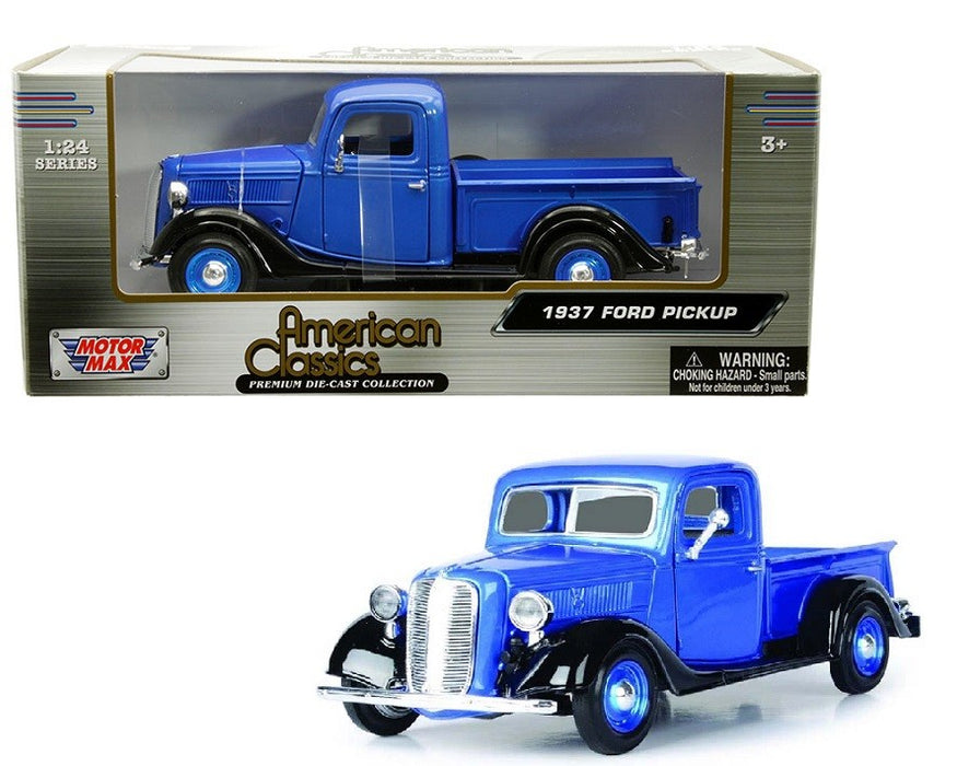 1937 Ford Pickup - Blue and Black - American Classics - Motormax 1-24 - 73233AC BLBK - Passion Diecast 