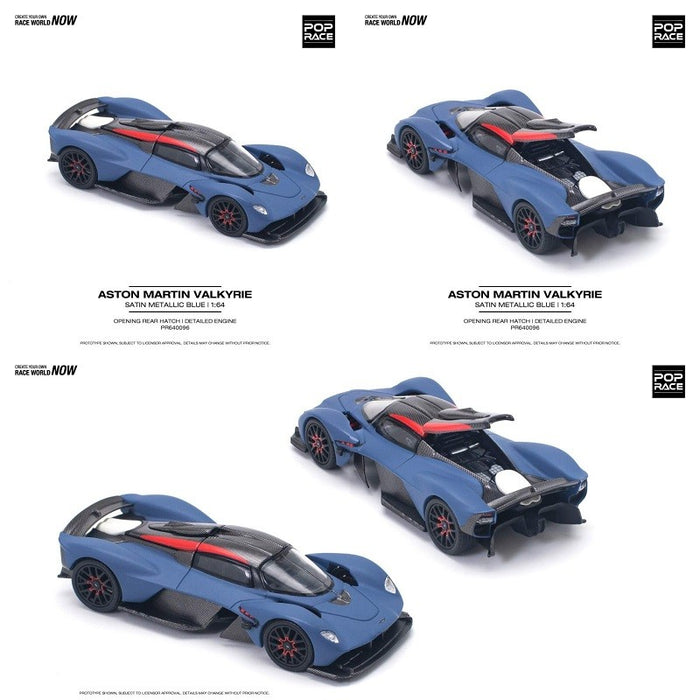 ASTON MARTIN VALKYRIE SATIN MARINA BLUE HKD - Pop Race 1:64 - PR640096 -  Passion Diecast 