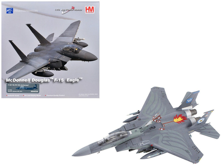 Boeing F-15E Strike Eagle / USAF 87-0189, Seymour Johnson AFB, NC, 4th FW 75 Years 2018 / Hobby Master 1:72 HA4538