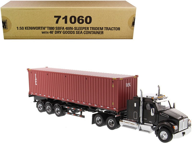 Kenworth T880 SBFA Tandem Day Cab Truck with and 40' Dry goods sea container - Diecast Master - 1/50 - 71060
