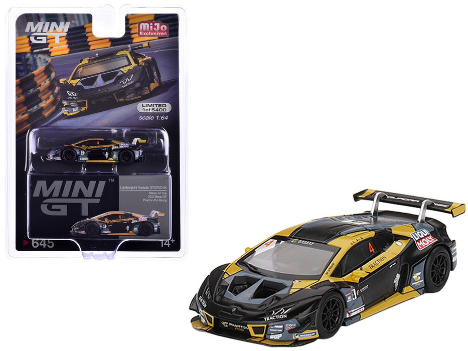 Lamborghini Huracán GT3 EVO No.4 2022 Macau GP Macau GT Cup 3rd Place - Mini GT - 1:64 - MGT00645 Passion Diecast
