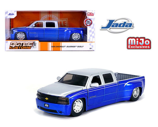 1999 Chevrolet Silverado Dually Stock Wheels - Two Tone Blue with Silver - Just Trucks - Jada - 1/24 - 34783