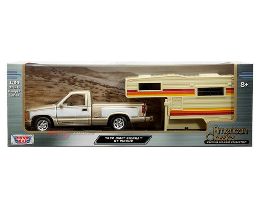 1992 GMC Sierra GT Pickup with Camper Gold with White - American Classics Truck Camper - Motormax 1-24 - 73204-75330