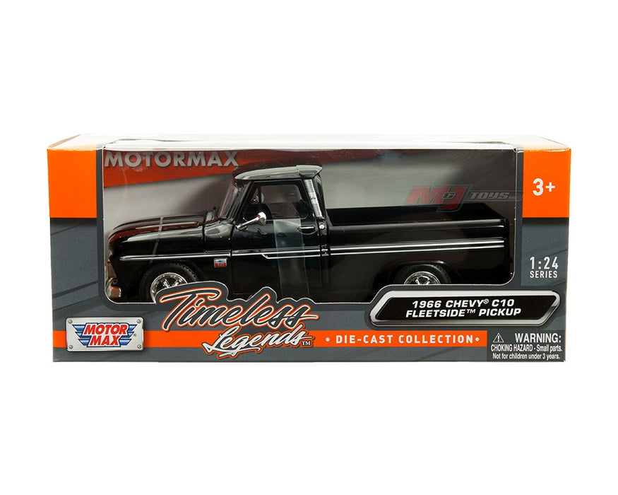 1966 Chevrolet C10 Fleetside Pickup Black - Timeless Legends - Motormax 1-24 - 73355AC-BK