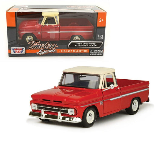 1966 Chevrolet C10 Fleetside Pickup Red & Beige Top - Timeless Legends - Motormax 1-24 - 73355AC-RDWH