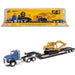 Caterpillar CT660 Day Cab Tractor with Lowboy Trailer and Cat 315C L Hydraulic  -  Diecast Master 1/87 -84415