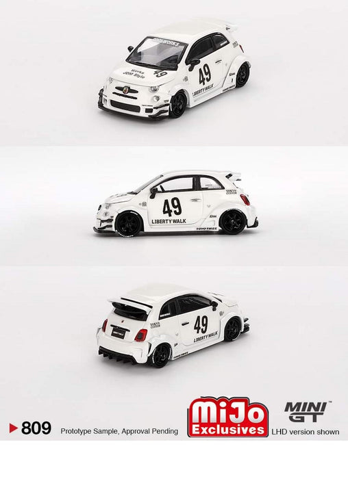 LB-WORKS x Abas Works ABARTH 595 Gara White - Mini GT - 1:64 - MGT00809 Passion Diecast