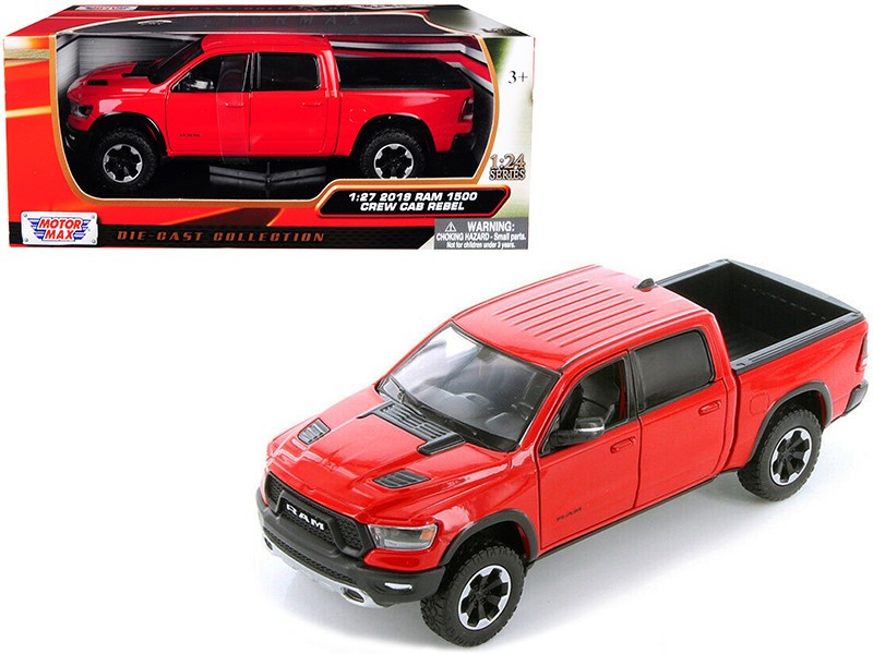 2019 Dodge Ram 1500 Rebel Pickup Truck Red Diecast Model - Motormax 1/24 - 79358 RD - Passion Diecast 