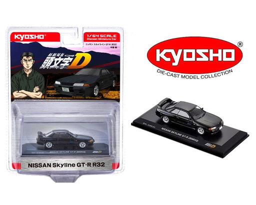 Initial D Nissan Skyline GT-R (BNR32) - Black - Kyosho - 1:64 - 07057A4B - Passion Diecast 
