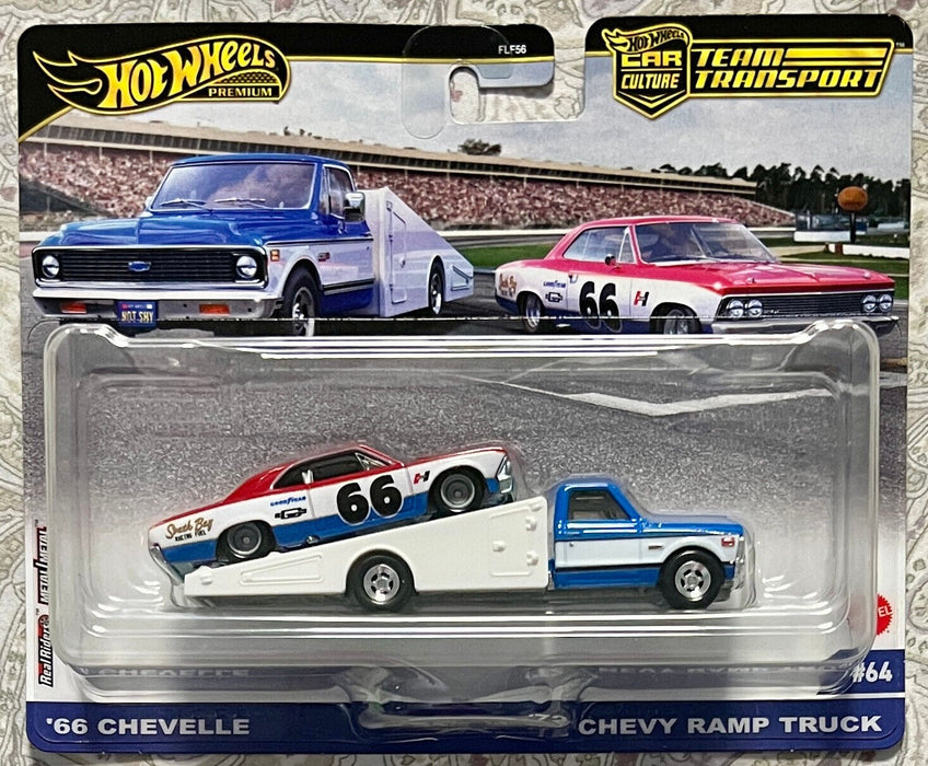 (Web Only) Hot Wheels Premium Car Culture Team Transport - 66 Chevelle et '73 Chevy Ramp Truck - Hot Wheels 1:64 - HRV40