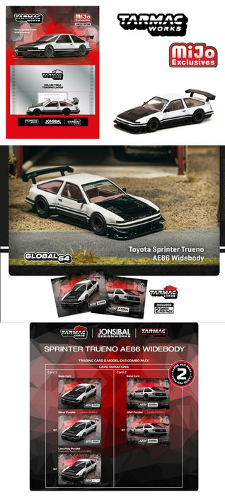 Toyota Sprinter Trueno AE86 Widebody by Jon Sibal with Trading Car - White - Tarmac Works - 1/64 - T64G-060-WB