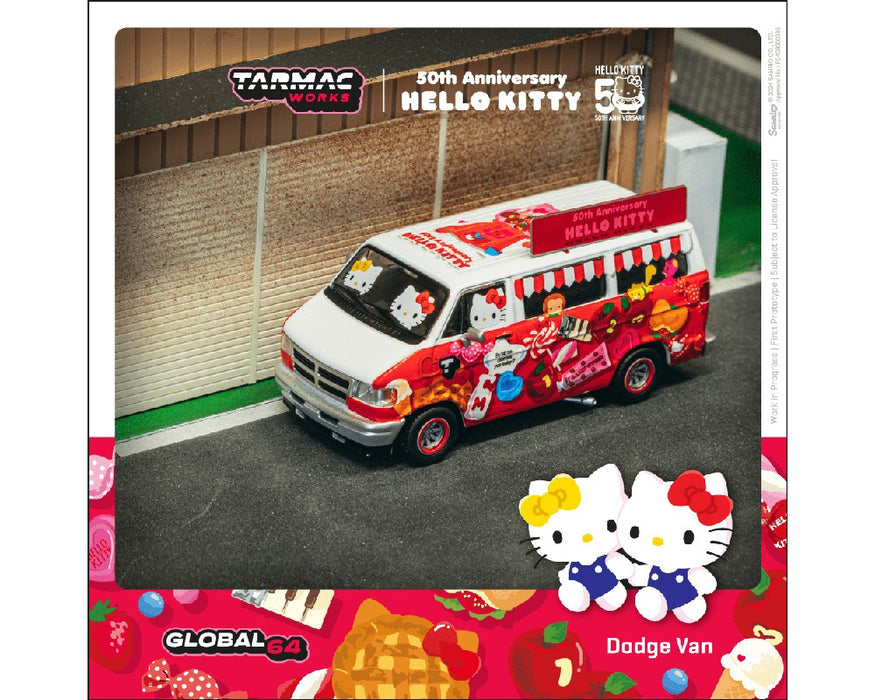 Dodge Van Hello Kitty Food Truck - White - Tarmac Works - 1/64 - T64G-TL032-HK