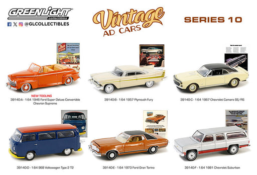 (Preorder) Vintage Ad Cars Series 10 - Assortment - 1/64 Greenlight - 39140