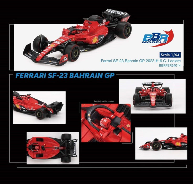 Ferrari SF23 No.16 C. Leclerc 2023 Bahrain GP - BBR Models - 1:64 - BBRFER64014 Passion Diecast