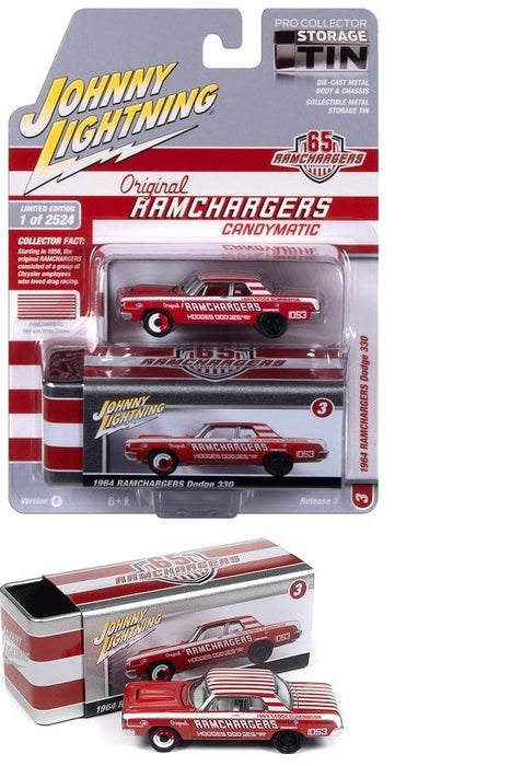 1964 Dodge 330 Ramchargers in Red - Johnny Lightning 1/64 - JLCT013  BC
