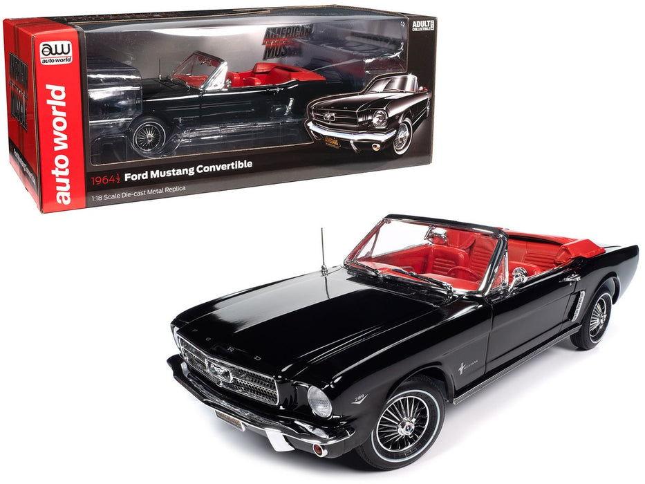 1964.5 Ford Mustang Convertible in Raven Black - Auto World / American Muscle 1/18 -  AMM1312