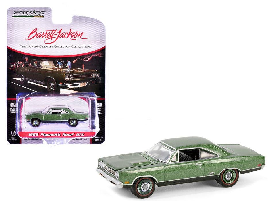 1969 Plymouth HEMI GTX in F8 Ivy Green - Barrett-Jackson 'Scottsdale Edition' Series 14 - 1/64 Greenlight - 37310 B