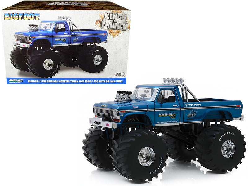 Bigfoot NO1 - Ford F-250 Monster Truck 1974 with 66-Inch Tires Kings of Crunch -1/18   Greenlight 13541 Passion Diecast