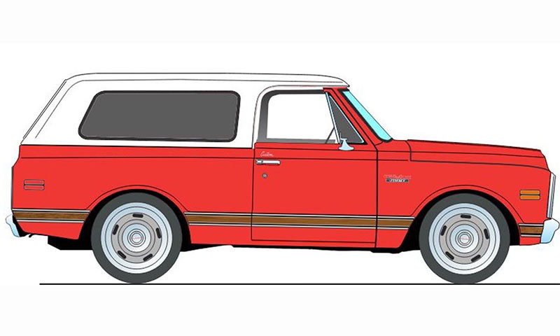 1970 GMC Jimmy in Red with White top - Slammed Custom - Estimated Production 402 pcs - ACME - 1/18 - A1807715