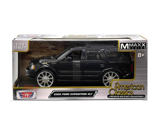 2000 Ford Expedition with Custom Wheels - Black - Motormax 1-24 - 73280 BLK - Passion Diecast 