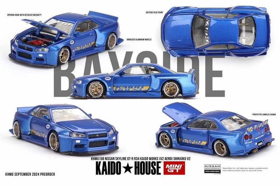 Kaido★House - Nissan Skyline GT-R (R34) Kaido Works V2 Aero SHINJUKU V2 - Mini GT - Mijo Exclusives - 1/64 - KHMG158