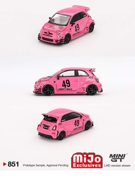 ABARTH 595 LB-WORKS x Abas Works Pink - Mini GT - 1:64 - MGT00851 Passion Diecast