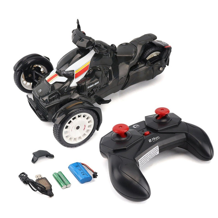 R/C - Can-Am Ryker Rally 3-Wheel Motorcycle in Black, White, and Red. - Remote Control - Diecast Master 1/6 - 30603