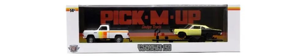 1979 Dodge 150 Power Wagon hauling on an open trailer 1969 Plymouth Road Runner - M2 - 1/64 - 36000-77 A