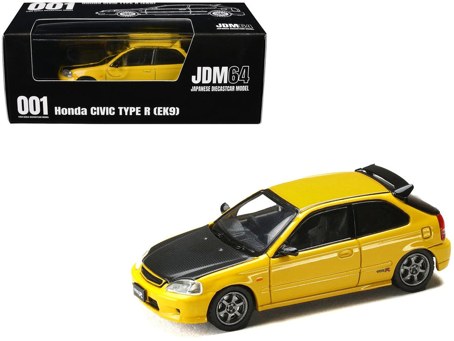 Honda Civic Type R (EK9) JDM Style - Sunlight Yellow with Carbon Hood - Hobby Japan - 1:64 - HJDM001-4 Passion Diecast