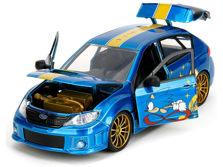 2012 Subaru Impreza WRX STI with Sonic Figure - Classic Sonic The Hedgehog - Hollywood Rides - Jada - 1/24 - 35871