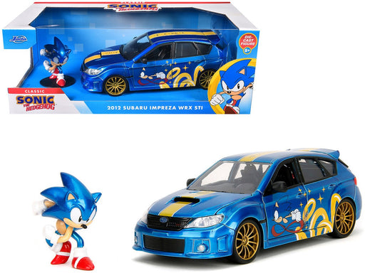 2012 Subaru Impreza WRX STI with Sonic Figure - Classic Sonic The Hedgehog - Hollywood Rides - Jada - 1/24 - 35871