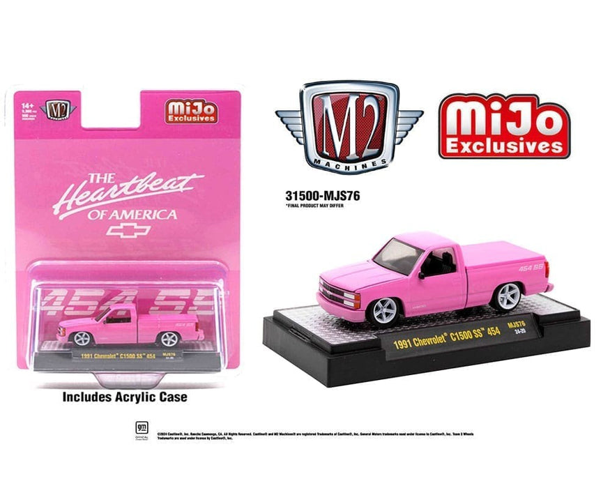 1991 Chevrolet C1500 SS 454 Pickup Truck - Semi Gloss Pink - Mijo Exclusives - M2 Machine - 1:64 - 31500-MJS76