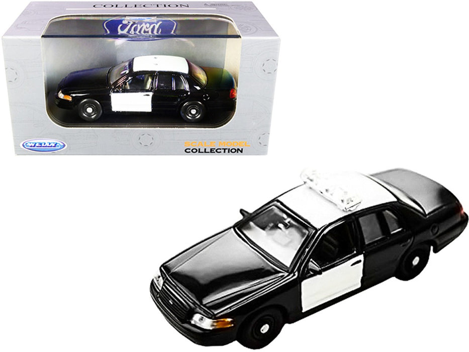 ( Web Only ) 1999 Ford Crown Victoria Police Interceptor - Plain White and Black   Welly 1.43 WE49762F-SW