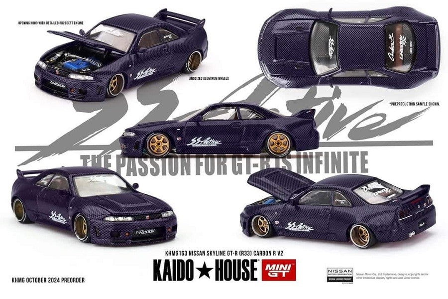 Kaido★House - Nissan Skyline GT-R (R33) Active Carbon R V2 - Mini GT - Mijo Exclusives - 1/64 - KHMG163 Passion Diecast