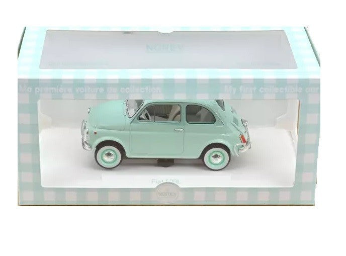 Fiat 500 L 1968 Pastel Blue w/ special birth pack - Norev - 1:18 - 187777 - Passion Diecast