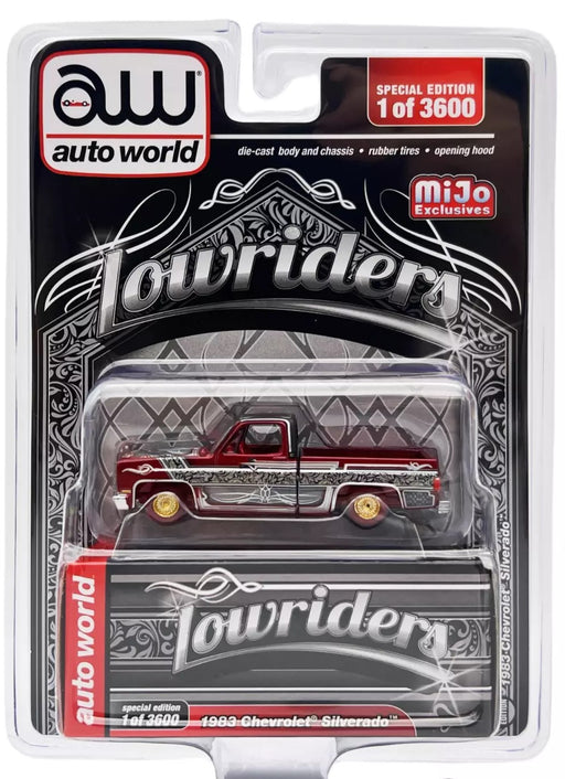 CHASE CAR 1983 Chevrolet Silverado Lowriders 3,600 Pieces - Black - Mijo Exclusives - Auto World - 1/64 - CP8080GR