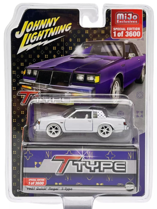 CHASE CAR 1987 Buick Regal T-Type Custom - Purple with White Top - Limited 3,600 - Johnny Lightning 1/64 - JLCP7475GR
