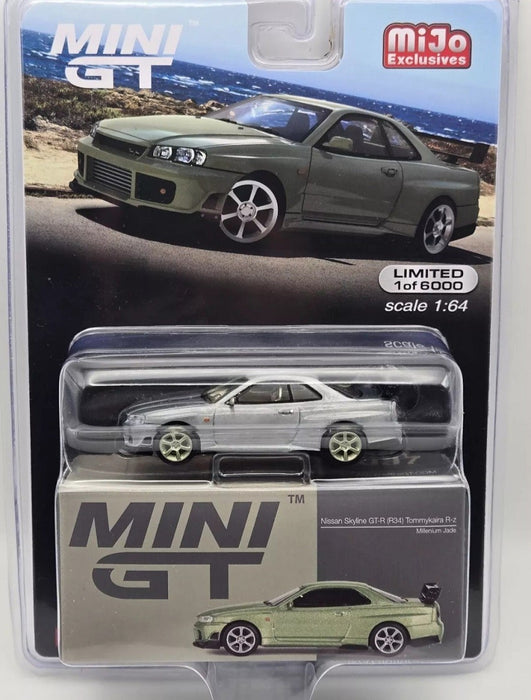 CHASE CAR Nissan Skyline GT-R (R34)Tommykaira R-z Millenium Jade - Mini GT - 1:64 - MGT00697GR