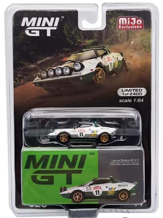 CHASE CAR Lancia Stratos HF 1975 Rally Sanremo Winner No.11 - White - Mini GT - 1:64 - MGT00628GR