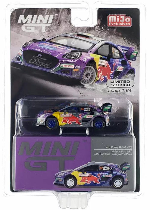 CHASE CAR Ford Puma Rally1 No.42 M-Sport Ford WRT 2022 Rally Italia Sardegna 2nd Place - Mini GT - 1:64 - MGT00627GR