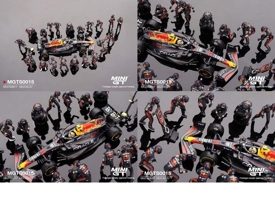 Oracle Red Bull Racing RB19 No.11 Sergio Pérez 2023 F1 Japanese Grand Prix Pit Crew Set - Mini GT - 1/64 - MGTS0015