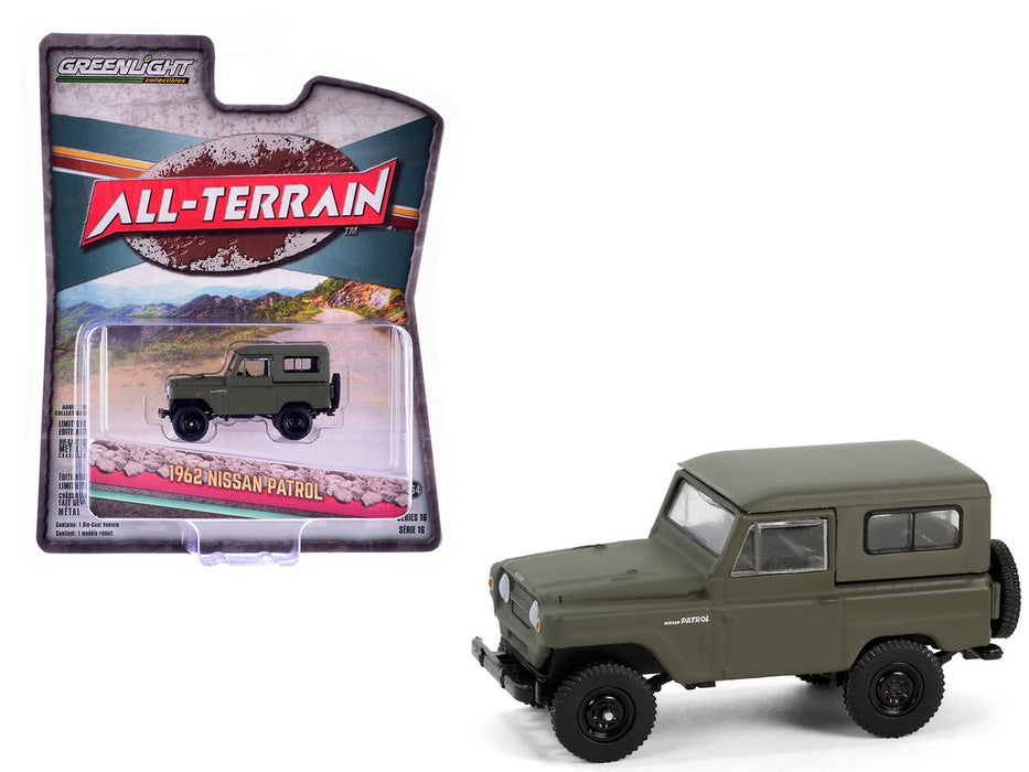 1962 Nissan Patrol in Matte Olive Green - All-terrain Series 16 - 1/64 Greenlight - 35290 A