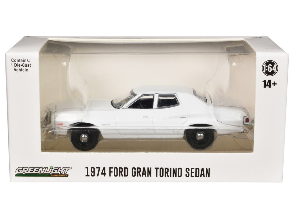 Police - 1974-76 Ford Gran Torino Sedan in White (WITHOUT LIGHT AND PUSH BAR) - Hobby Exclusive - 1/64 Greenlight - 43012 A