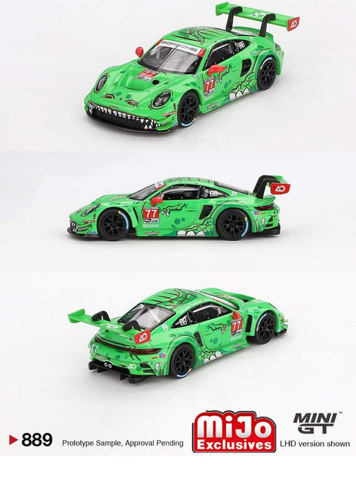Porsche 911 GT3 R No.77 AO Racing 2024 IMSA Daytona 24 Hrs GTD Pro 2nd Place - Mini GT - 1:64 - MGT00889 Passion Diecast