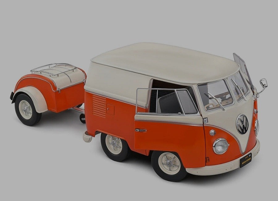 Volkswagen T1 Van Kool Combi trailer 1950 Orange - Solido - 1/18 - S1810902 - Passion Diecast 