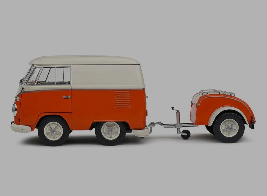 Volkswagen T1 Van Kool Combi trailer 1950 Orange - Solido - 1/18 - S1810902 - Passion Diecast 