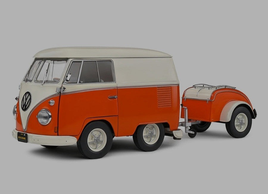 Volkswagen T1 Van Kool Combi trailer 1950 Orange - Solido - 1/18 - S1810902 - Passion Diecast 